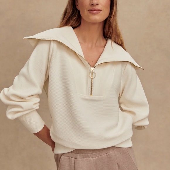 Varley Sweaters - VARLEY Vine Half Zip Ivory Pullover L